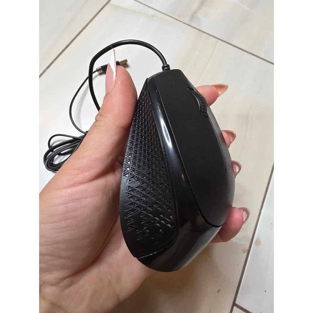 Black Wired Optical‎ USB Computer Mouse Ergonomic Textured Grip MO-205U F3